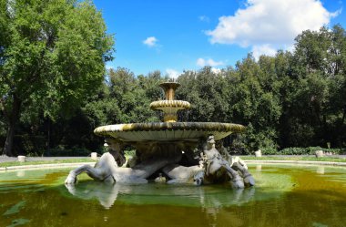 Fontana dei Cavalli Marini Roma, İtalya 'daki Villa Borghese Parkı' nda