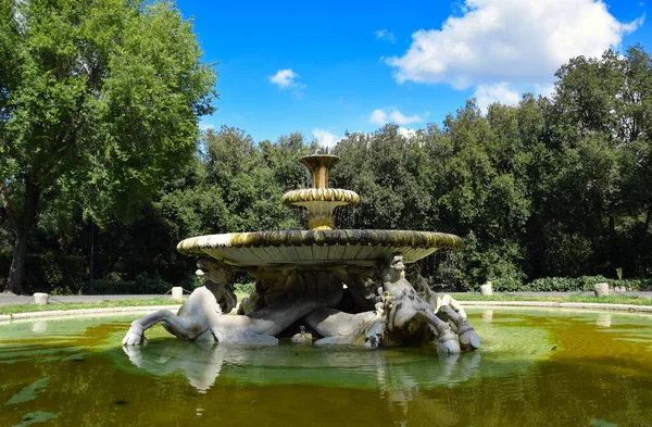 Fontana Dei Cavalli Marini Villa Borghese Parkban Róma Városában Olaszországban — Stock Fotó