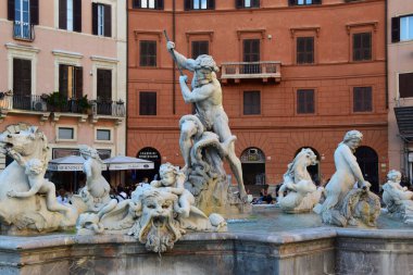 Fontana del Netturo - Roma 'daki Piazza Navona' da Neptün Çeşmesi