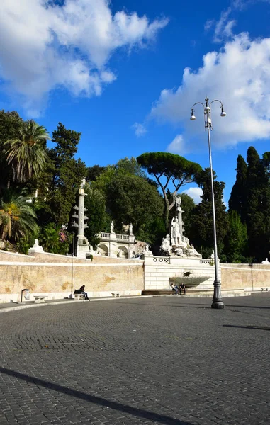 Piazza Del Popolo Com Fontana Della Dea Roma Com Vista — Fotografia de Stock
