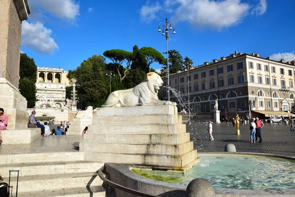 Piazza Del Popolo Con Obelisco Flaminio Nella Città Roma — Foto Stock