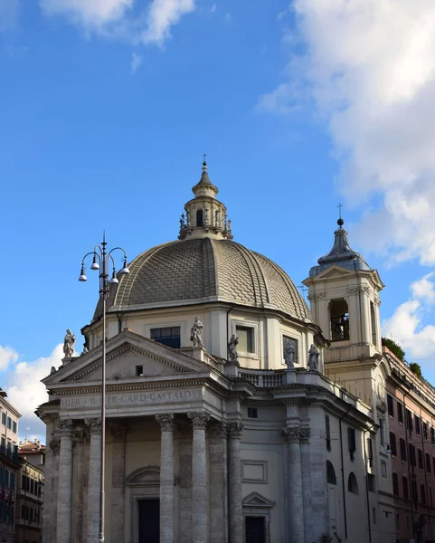 Piazza Del Popolo Com Chiesa Santa Maria Dei Miracoli Cidade — Fotografia de Stock