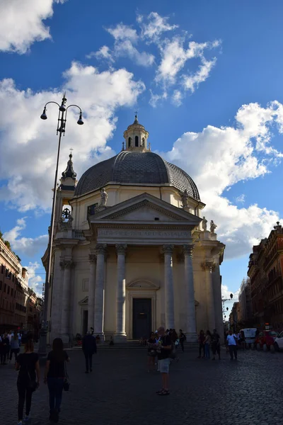 Piazza Del Popolo Com Chiesa Santa Maria Dei Miracoli Cidade — Fotografia de Stock