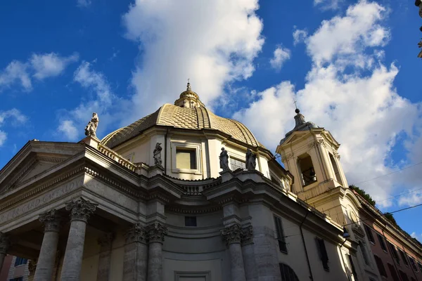 Piazza Del Popolo Com Chiesa Santa Maria Dei Miracoli Cidade — Fotografia de Stock