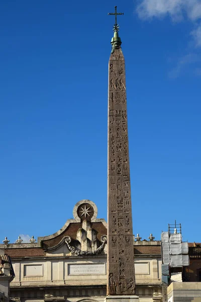 Piazza Del Popolo Obelisco Flaminio Římě Itálie — Stock fotografie