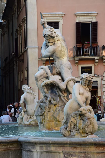 Fontana Del Netturo Fontána Neptun Náměstí Navona Římě — Stock fotografie