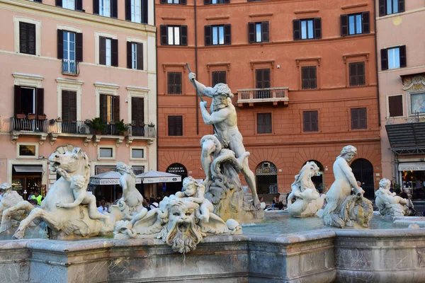 Fontana Del Netturo Fonte Netuno Piazza Navona Cidade Roma — Fotografia de Stock