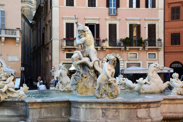 Fontana Del Netturo Fonte Netuno Piazza Navona Cidade Roma — Fotografia de Stock