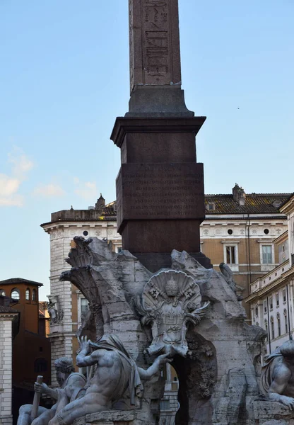Fontaine Des Quatre Fleuves Sur Piazza Navona Dans Ville Rome — Photo