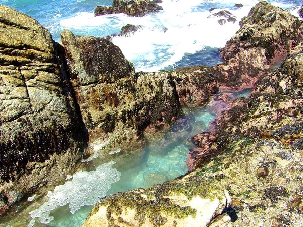 Playa Piedra California Coastal Rocks Las Aguas Shallow Waters Shore —  Fotos de Stock