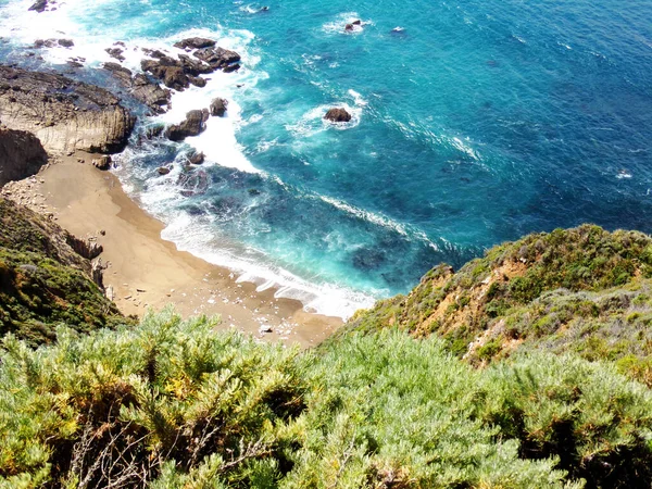 Côte Californie Avec Ses Falaises Hautes Dentelées Route Excursion Autoroute — Photo