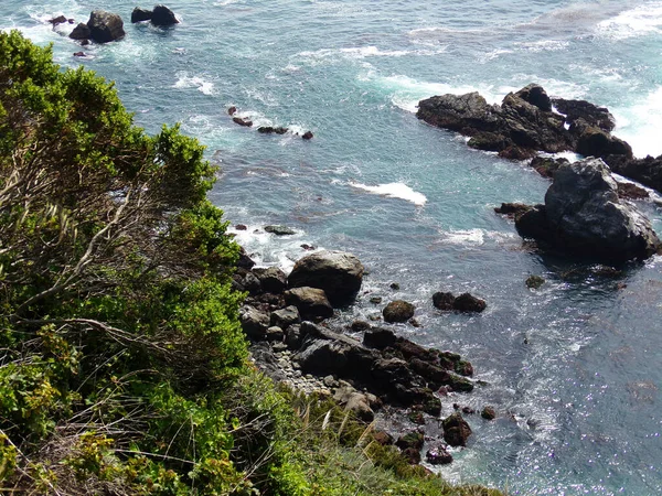 Côte Californie Avec Ses Falaises Hautes Dentelées Route Excursion Autoroute — Photo