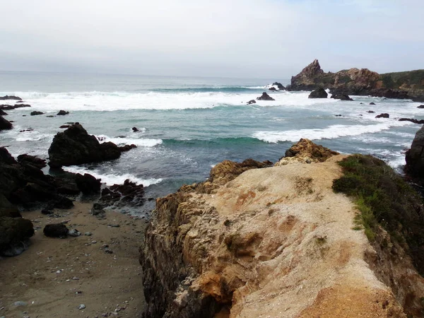 Côte Californie Avec Ses Falaises Hautes Dentelées Route Excursion Autoroute — Photo