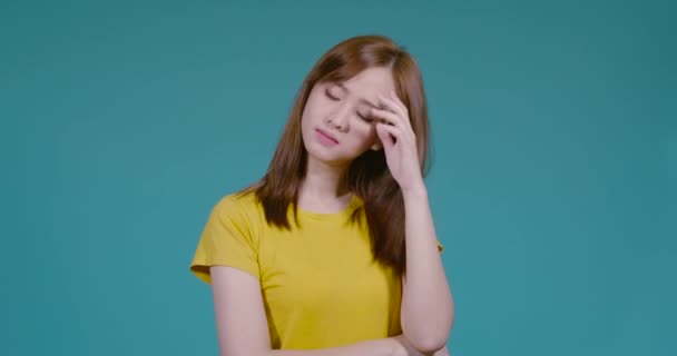 Unhappy Young Asian Woman Stressed Worried Depression Healthy Her Very — Stock Video