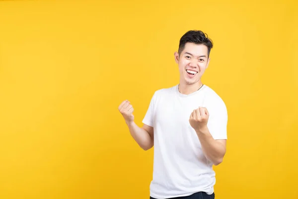 Atraente Retrato Feliz Jovem Asiático Homem Gald Animado Emoção Sorrindo — Fotografia de Stock