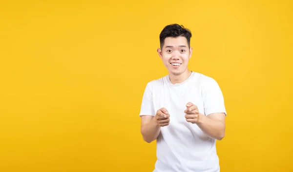 Atraente Retrato Feliz Jovem Asiático Homem Gald Animado Emoção Sorrindo — Fotografia de Stock