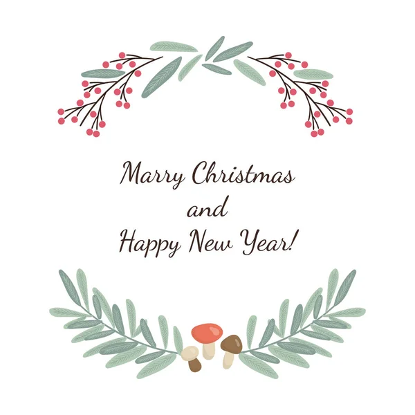Vektör Holly çelengi. Noel şirin tebrik kartı..