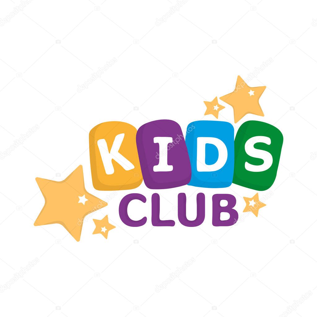 Kids club letter sign poster vector illustration