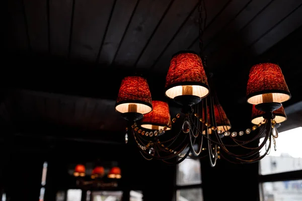 Chandeliers in the interior restaurant — Stok fotoğraf