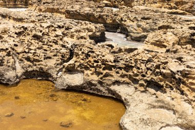 sea and cliff view. Rock structure and background. Malta, Europe
