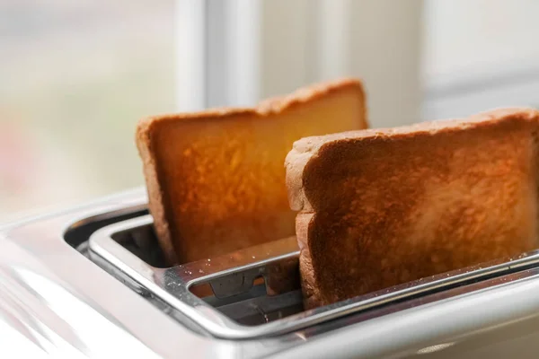 Toaster Ready Bread Slices Kitchen Traditional Breakfast Home — Stock Photo, Image