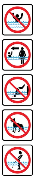 Zwembad Regels Verticaal Type Geen Duik Teken Geen Huisdieren Teken — Stockvector