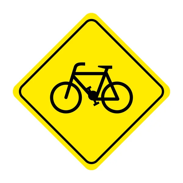 Bicycle Road Sign Yellow Background Drawing Illustration — Stock Vector