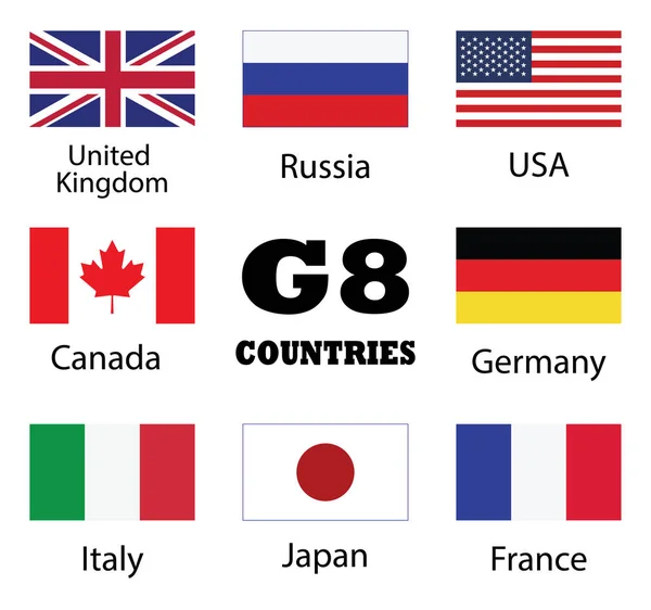 Colección Bandera Países Banderas Reino Unido Rusia Estados Unidos Canadá — Vector de stock