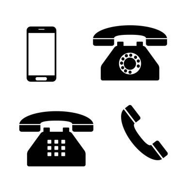 Phone icon collection. Mobile phone icon, home Phone Icon and Telephone Icon.