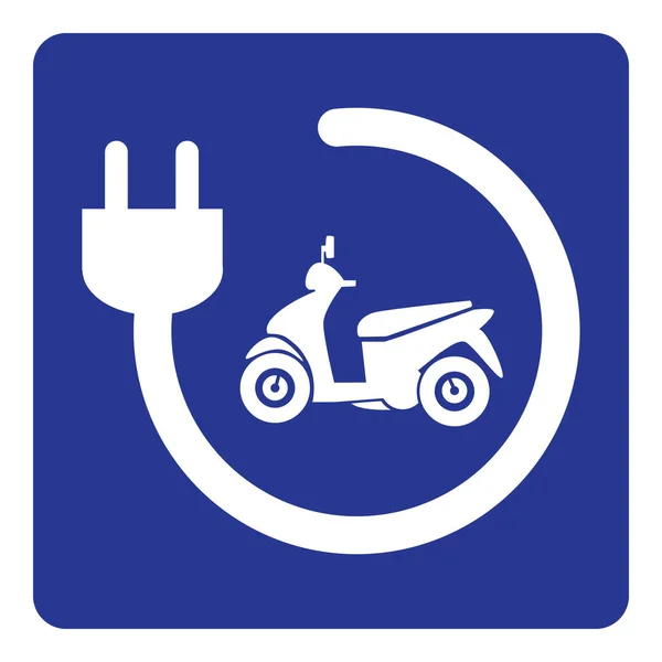 Das Elektrofahrrad Ladepunktschild Auf Blauem Hintergrund Zeichnung Nach Abbildung — Stockvektor