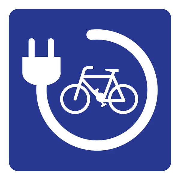 The electric Bicycle charging point sign on blue background drawing by illustration — Stock Illustration Electric Bicycle Charging Point Sign Blue Background Drawing Illustration Royalty Free Stock Vectors