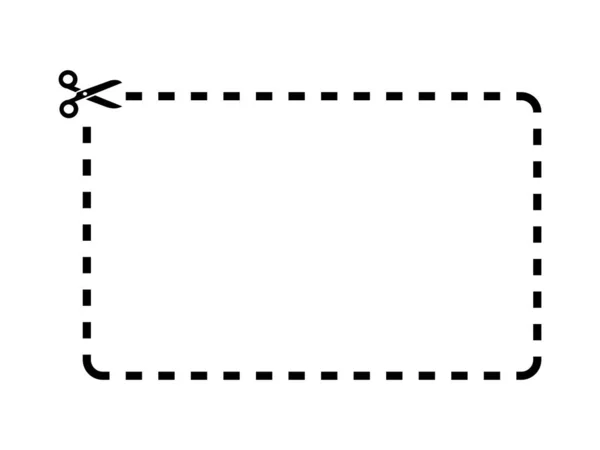 Découper Forme Rectangle Coupon Avec Icône Ciseaux — Image vectorielle