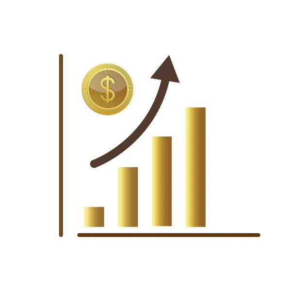 Aumentar Ícone Crescimento Dinheiro Diagrama Aumento Dólar Mercado Ações — Vetor de Stock