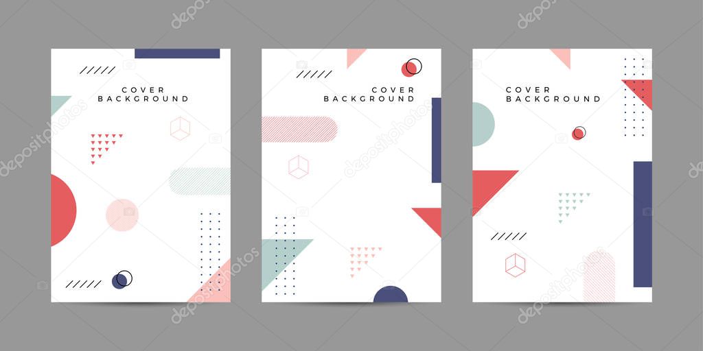 Covers with trendy minimal design. Cool geometric backgrounds for your design. Applicable for Banners, Placards, Posters, Flyers etc. Eps10 vector template.
