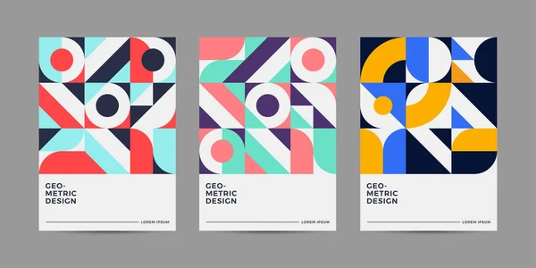 Plantillas Póster Con Formas Geométricas Retro Bauhaus Elementos Diseño Estilo — Vector de stock