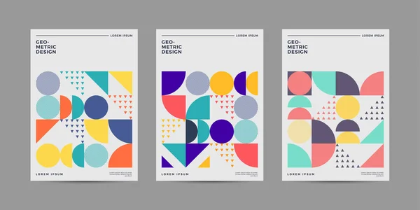 Geometrik Şekilli Poster Şablonları Retro Bauhaus Sviçre Geometrik Tasarım Elementleri — Stok Vektör