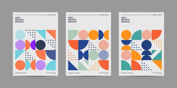 Geometrik Şekilli Poster Şablonları Retro Bauhaus Sviçre Geometrik Tasarım Elementleri — Stok Vektör