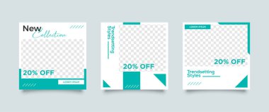 Sosyal medya mobil uygulamaları için modern promosyon kare web pankartı. Dijital pazarlama için kaliteli satış ve indirimli tanıtım arkaplanları