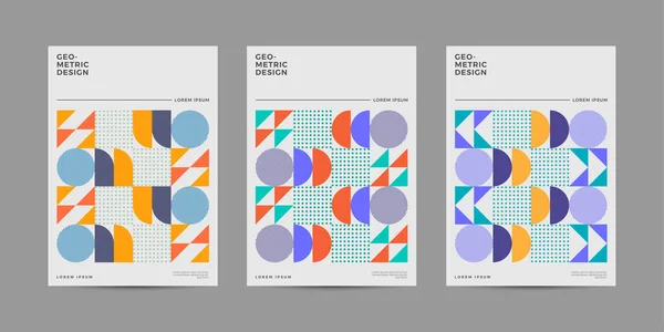 Plaatsjablonen Set Met Geometrische Vormen Retro Geometrische Stijl Platte Lijn — Stockvector