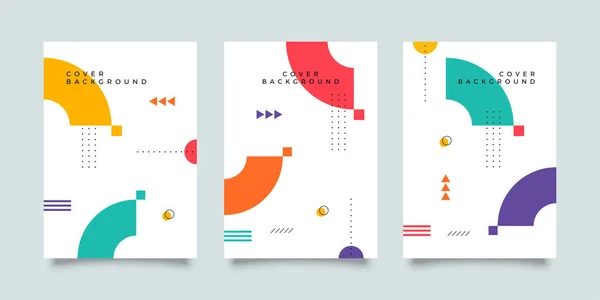 Cubiertas Con Diseño Minimalista Cool Memphis Fondos Geométricos Para Diseño — Vector de stock