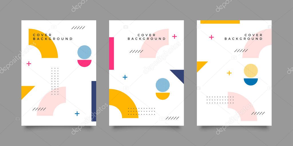 Covers with minimal design. Cool Memphis geometric backgrounds for your design. Applicable for Banners, Placards, Posters, Flyers etc. Eps10 vector