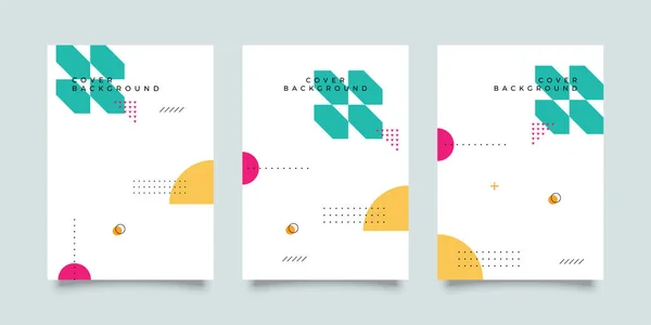 Cubiertas Con Diseño Minimalista Cool Memphis Fondos Geométricos Para Diseño — Vector de stock