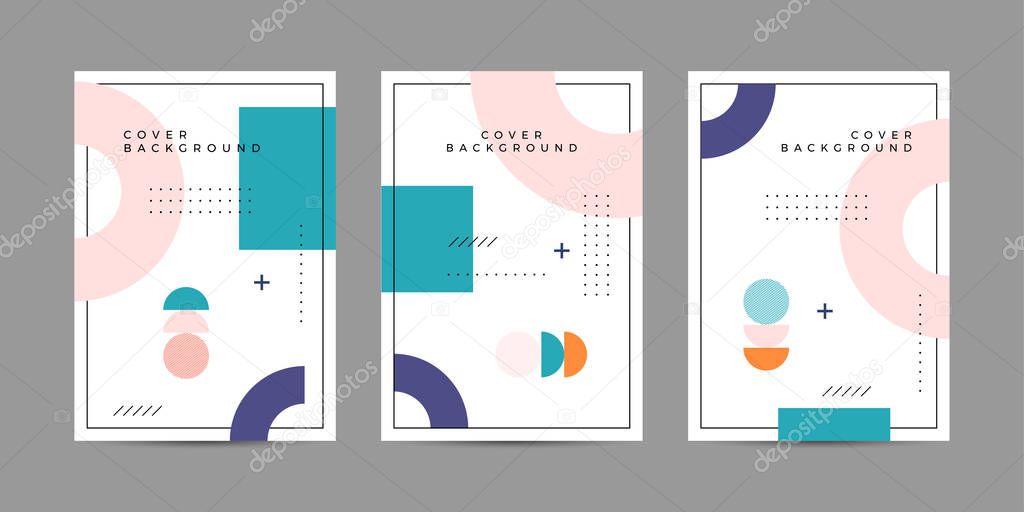 Covers with minimal design. Cool Memphis geometric backgrounds for your design. Applicable for Banners, Placards, Posters, Flyers etc. Eps10 vector