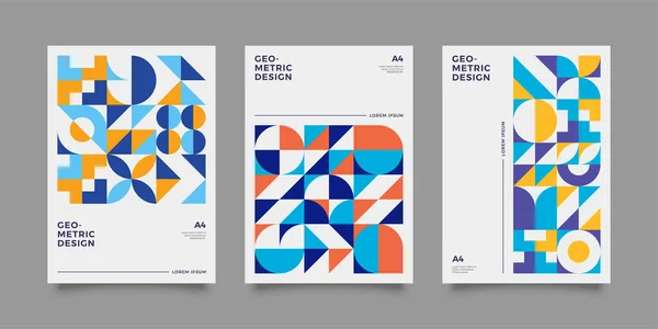 Plaatsjablonen Set Met Geometrische Vormen Retro Bauhaus Zwitserse Stijl Platte — Stockvector