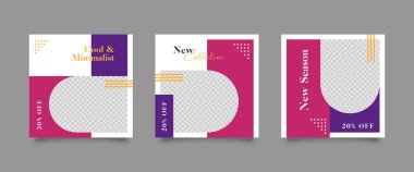 Sosyal medya mobil uygulamaları için modern promosyon kare web pankartı. Dijital pazarlama için kaliteli satış ve indirimli tanıtım arkaplanları