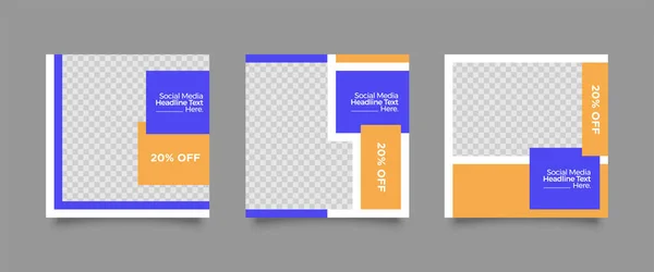 Επεξεργάσιμο Post Template Social Media Banners Για Digital Marketing Προώθηση — Διανυσματικό Αρχείο