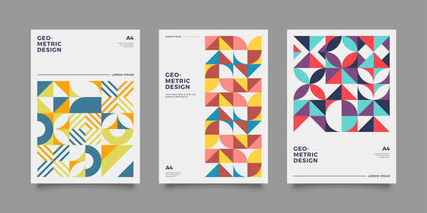 Красочные геометрические формы баухауса в фоновом режиме. Применяется для подарочной карты, обложки, плаката. Плакат дизайн. Ретро-чехлы
.