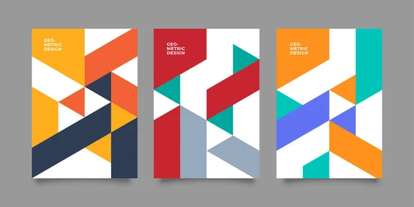 Couvertures Géométriques Plat Rétro Design Modernisme Coloré Composition Formes Simples — Image vectorielle
