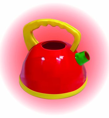 Vektör çaydanlık, kırmızı