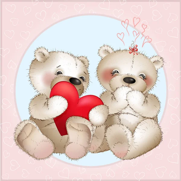 Bear gives his heart to her friend — Stock Vector